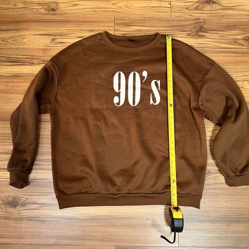 SHEIN Womens L Brown 90s Graphic Sweatshirt Crewneck Pullover Casual - Picture 4 of 6